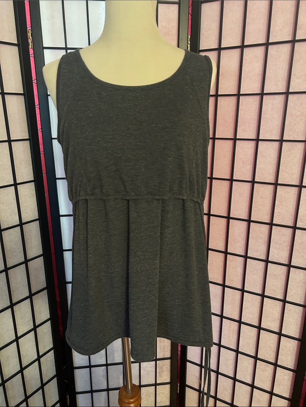 Latched Mama Dark Gray Sleeveless Peplum Tank Top